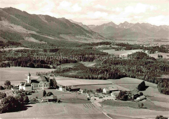 Steingaden Allgaeu Wieskirche Fliegeraufnahme