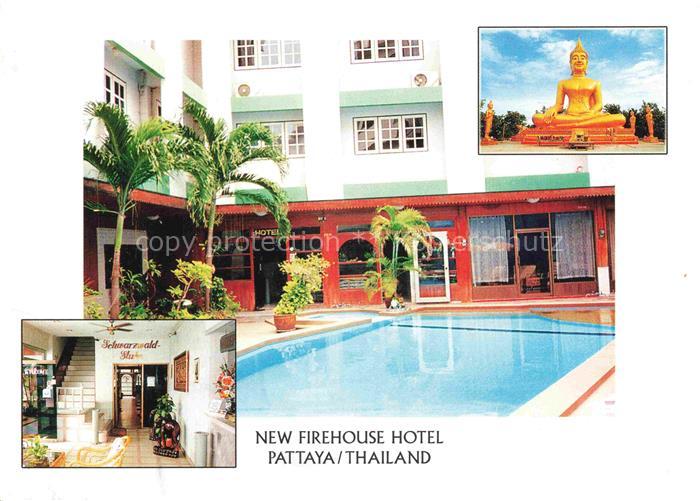 Pattaya Chon Buri Thailand New Firehouse Hotel Schwarzwaldbar Pool Buddhastatue