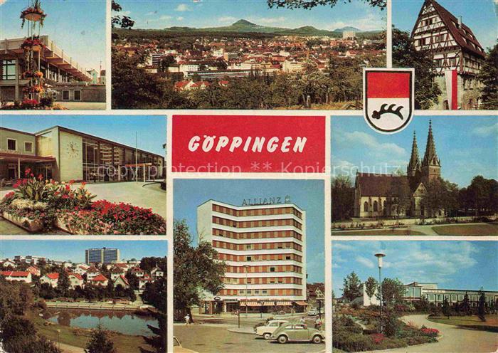 GoePPINGEN BW Panorama Schule Kirche Park Allianzgebaeude
