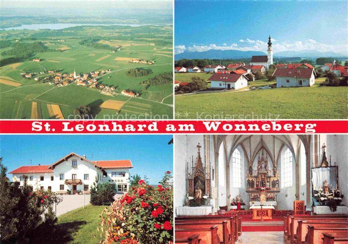 St Leonhard Wonneberg Fliegeraufnahme mit Waginger See Kirche St Leonhard Innere