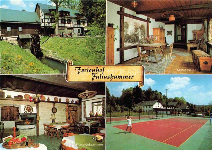 Wunsiedel Ferienhotel Juliushammer im Roeslautal Tennisplatz Gastraeume