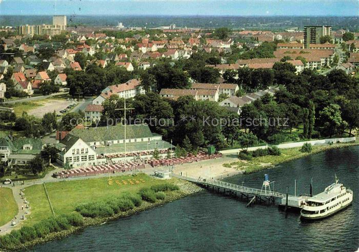 Wedel Pinneberg Fliegeraufnahme Schiffsbegruessung Willkommenhoeft am Schulauer