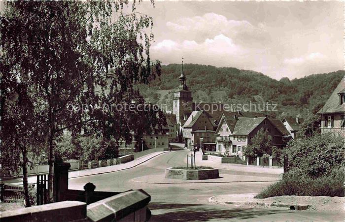 Kuenzelsau Partie bei der Bruecke Blick zur Kirche