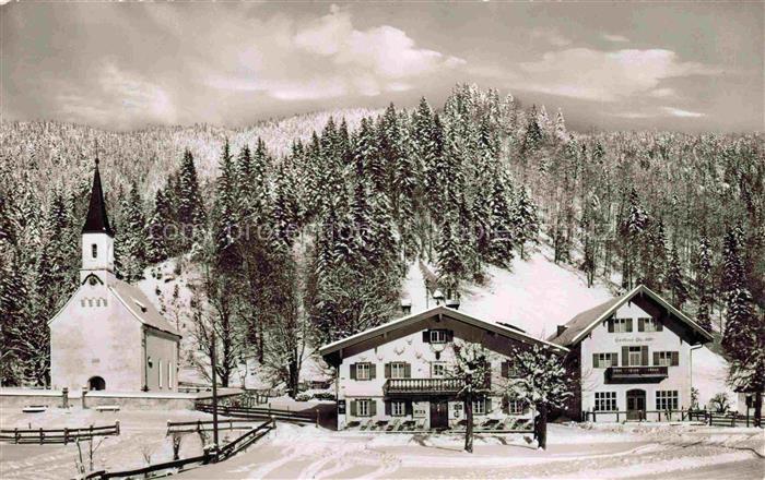 Tegernsee Bayern Gasthof Glashuette Kirche Winterlandschaft