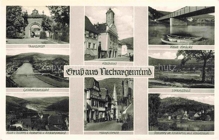 Neckargemuend Theodortor Gesamtansicht Panorama Neckartal Rathaus Hauptstrasse B