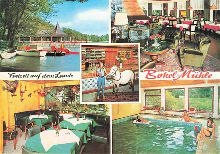 Bokel Elmshorn Freizeit auf dem Lande Bokel-Muehle Gaststaette Hallenbad Bootsve