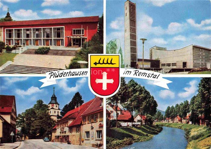 Pluederhausen Staufenhalle Kirche Dorfpartie Partie an der Rems