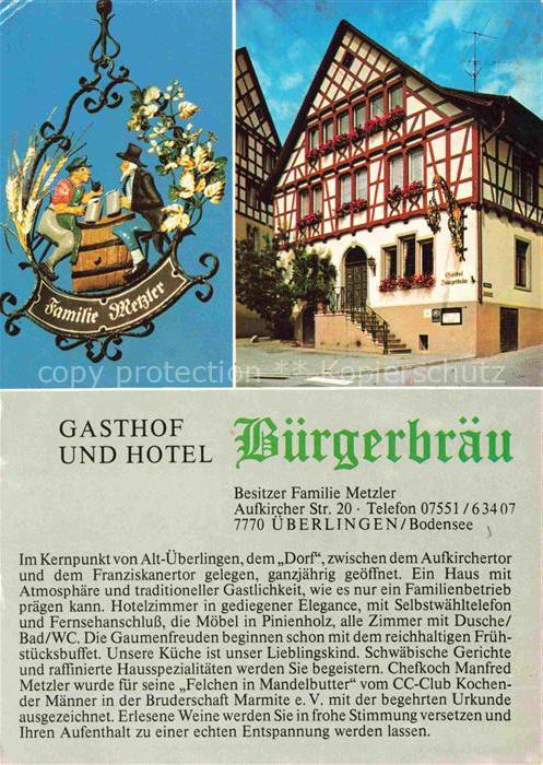 ueberlingen Bodensee BW Gasthof Hotel Buergerbrau Fachwerkhaus Tuerschild