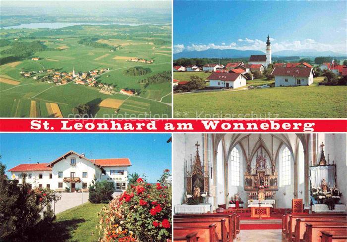 St Leonhard Wonneberg Flugbild mit Waginger See Ansicht mit Kirche Innenansicht