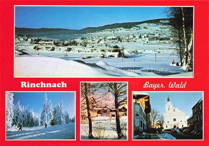 Rinchnach Winterpanorama Skilanglauf Blick zur Kirche