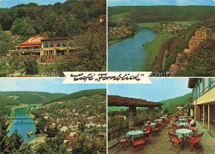 Bad Karlshafen Terrassen-Café Fernblick Panorama Weserbergland