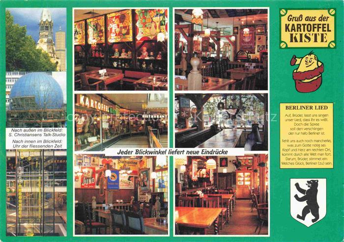 BERLIN  CITY Gaststaette Restaurant Kartoffel-Kiste Berliner Lied Uhr der fliess