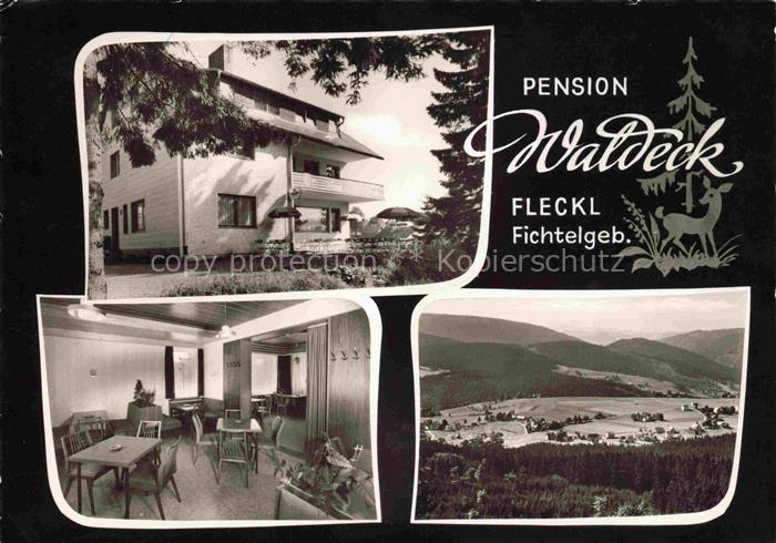 Fleckl Oberwarmensteinach Pension Waldeck Gastraum Landschaftspanorama Luftaufna