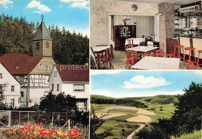 Loehlbach Haina Hessen Bauern-Pension Restaurant zum Kirchberg Motiv mit Kirche