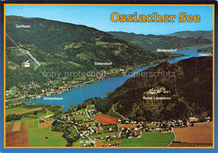 Ossiachersee Kaernten AT und Umgebung Feriengebiet Villach Burgruine Landskron