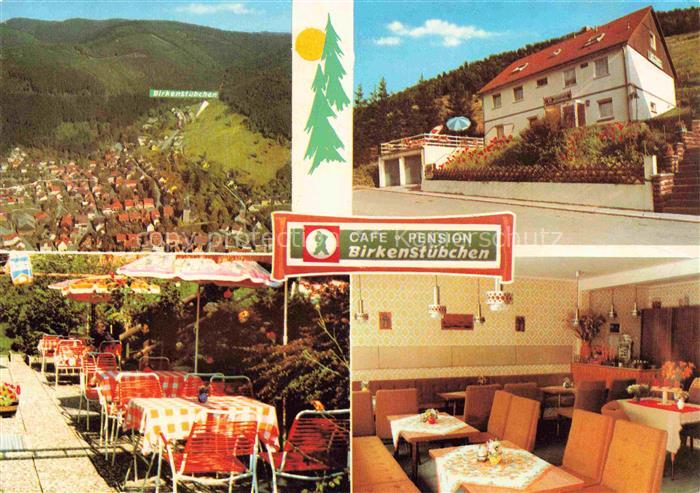 Lautenthal Harz Langelsheim Goslar Pension Café Birkenstuebchen Gastraum Terrass