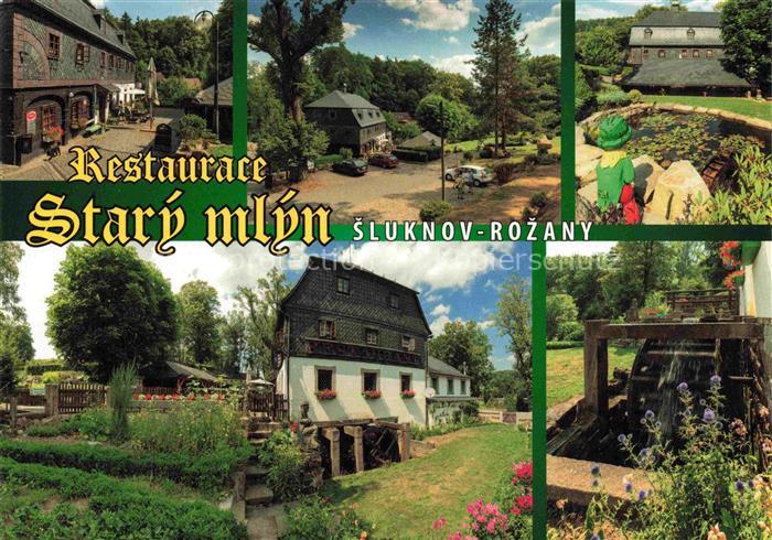 Sluknov Schluckenau CZ Restaurant Alte Muehle Garten Teich Wasserrad