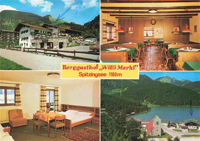 Spitzingsee Schliersee Bayern Berggasthof Willi Merkl Gastraum Zimmer Seepartie