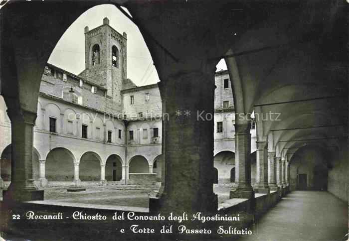 Recanati Macerata Marche IT Chiostro del Convento degli Agostiani e Torre del Pa