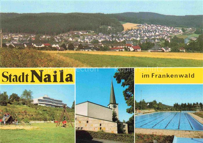 Naila Panorama Spielplatz Kirche Freibad