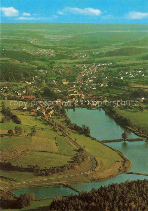 Oberaurach Hassberge Bayern Seenlandschaft bei Tretzendorf Fliegeraufnahme