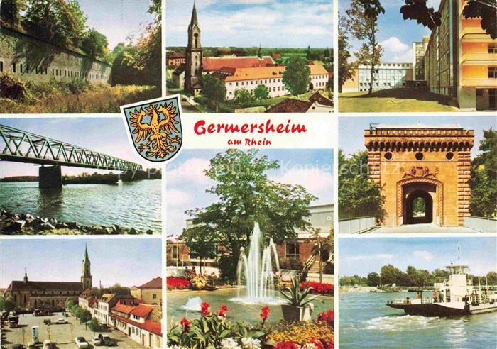 Germersheim Bruecke Kirche Park Fontaene Monument Rheinpartie