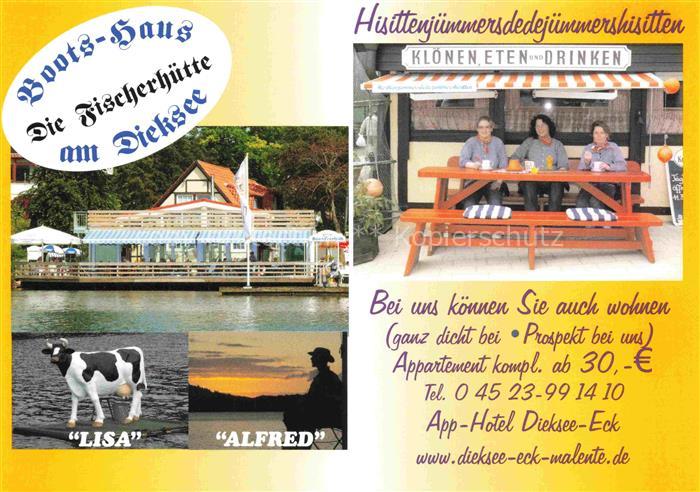 Malente-Gremsmuehlen Bootshaus am Dieksee Die Fischerhuette mit Lisa und Alfred