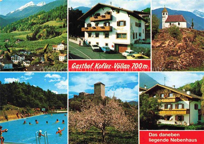 Lana Meran Panorama Gasthof Kofler Voellan Kirche Schwimmbad Burg Nebenhaus