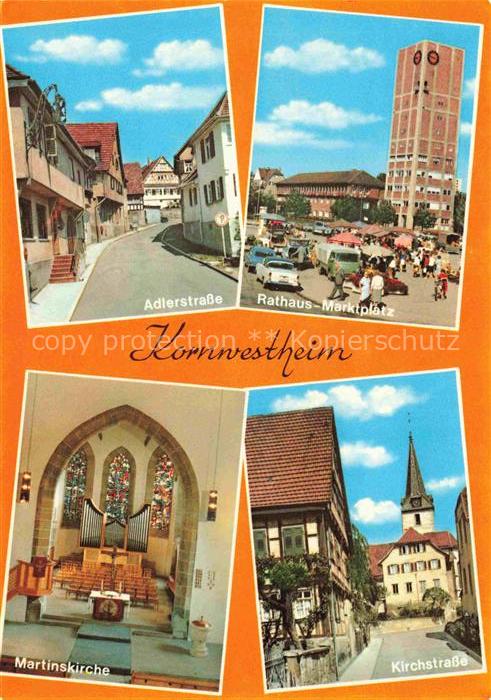 Kornwestheim Adlerstrasse Rathaus Marktplatz Martinskirche Kirchstrasse