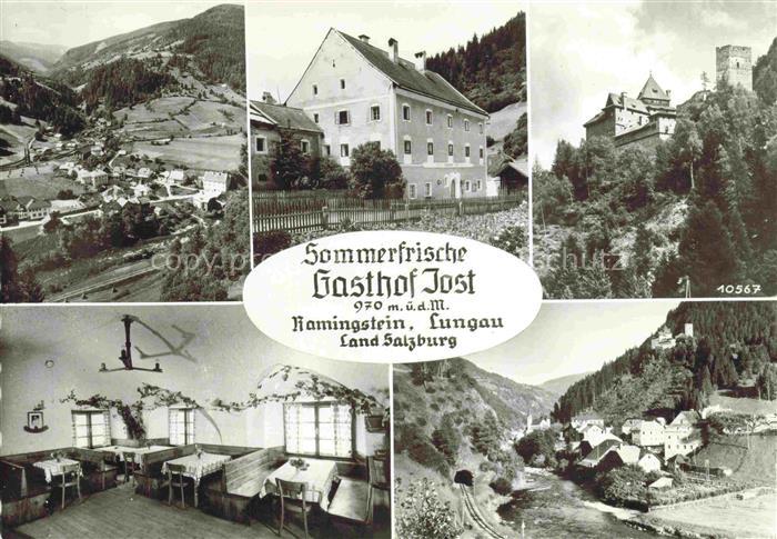 Ramingstein Lungau AT Gasthof Jost Gastraum Schloss Panorama