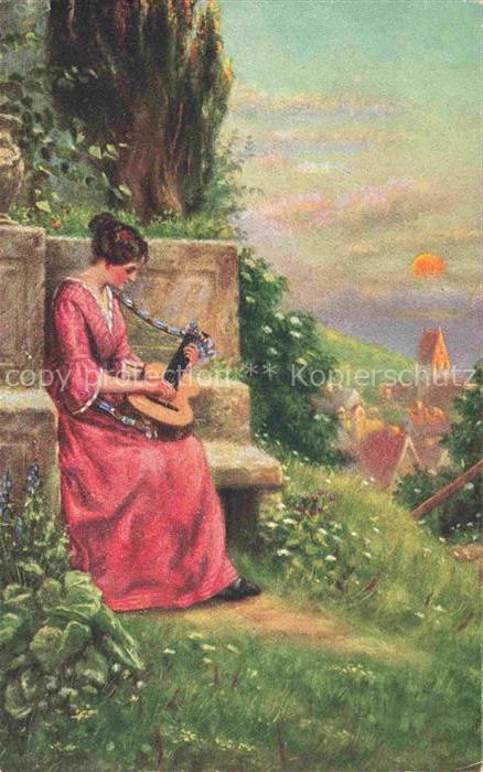 WITT R. de Kuenstlerkarte Mit der Laute