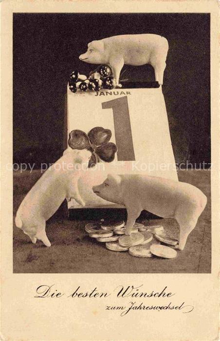 Neujahr Annee New Year Jahreswechsel Gluecks Schwein Geld Kleeblat