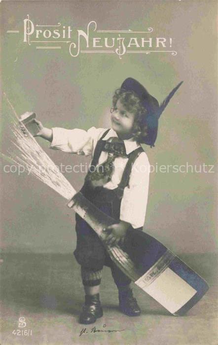 Foto SLJFF Nr. 4216/1 Neujahr Sekt Kind