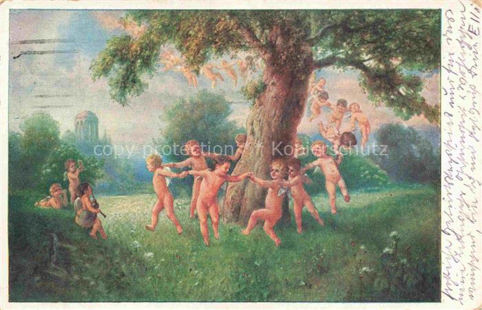 BROCH A. Kuenstlerkarte Spiel und Tanz im Fruehlingsglanz Bunte Reihe Nr. 186