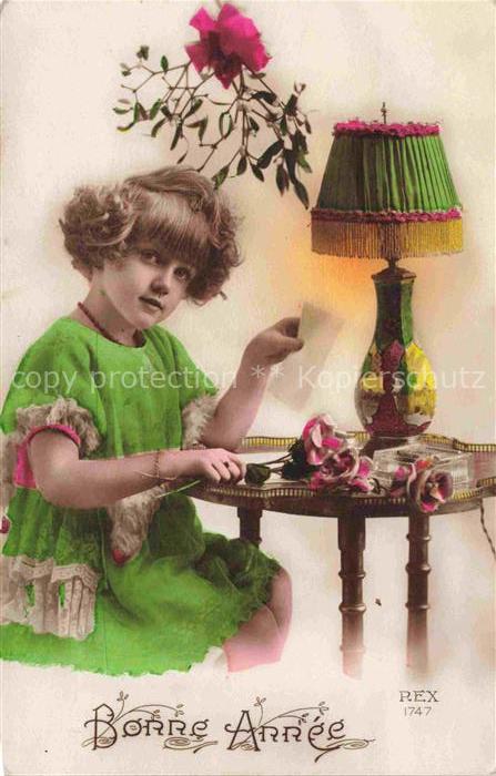Foto REX Nr. 1747 Bonne Annee Kind Blume
