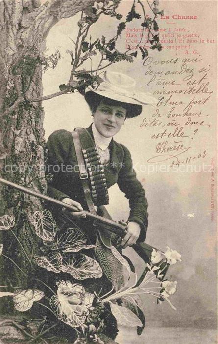 Jagd Chasse Hunting Frau La Chasse