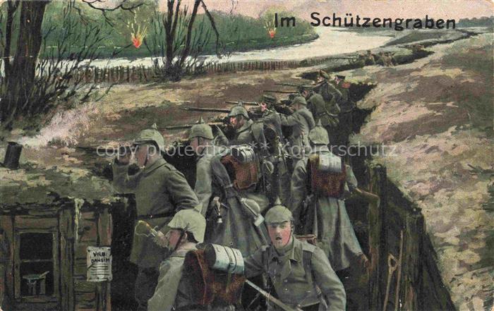 Militaria Schuetzengraben Soldaten