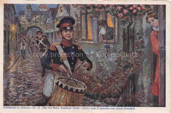 Trommler Drummer Batteur Tamborilero-- Hans Baluschef Wohlfahrtskarte