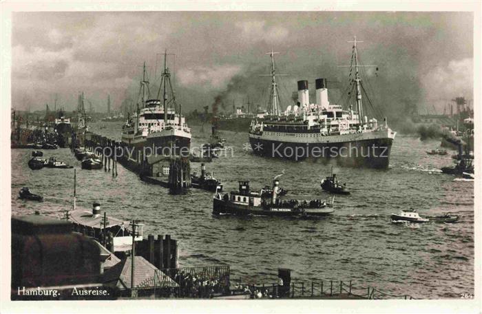 Dampfer Oceanliner Hamburg Ausreise