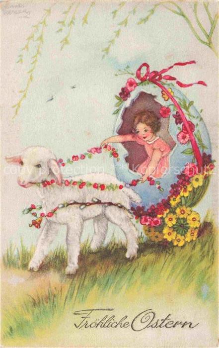 Ostern Easter Paques Pasqua-- Ei Schaf Kind