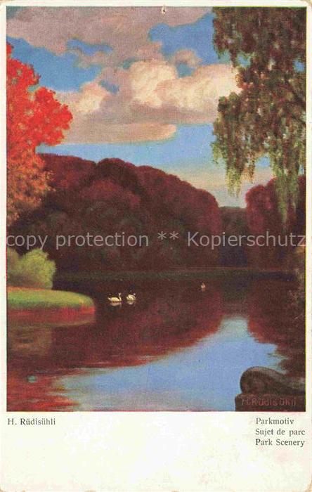 Ruedisuehli Hermann Kuenstlerkarte Parkmotiv