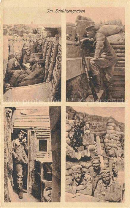 Militaria Schuetzengraben Soldaten Gewehr