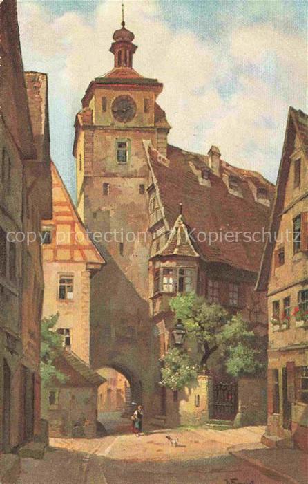 FRANK Jos Kuenstlerkarte Rothenburg o.T. Weisser Turm