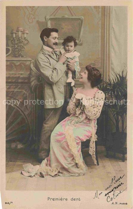 Foto AN Paris (Noyer) Nr. 245/4 Premiere dent Frau Mann Baby