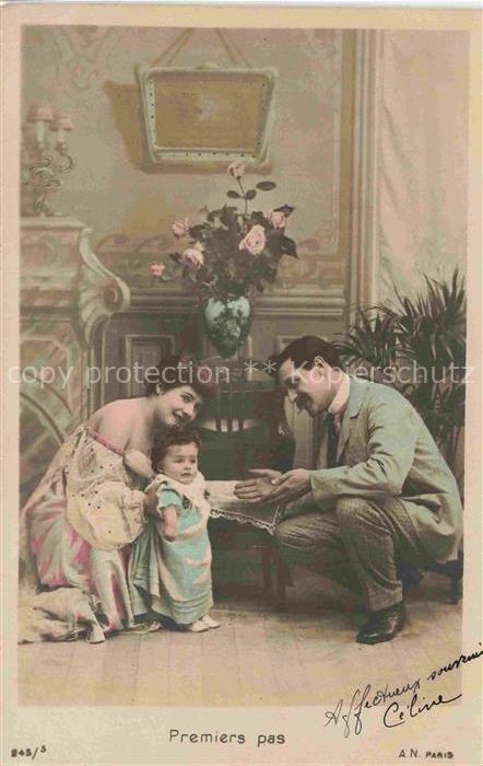 Foto AN Paris (Noyer) Nr. 245/5 Premiers pas Frau Mann Kind
