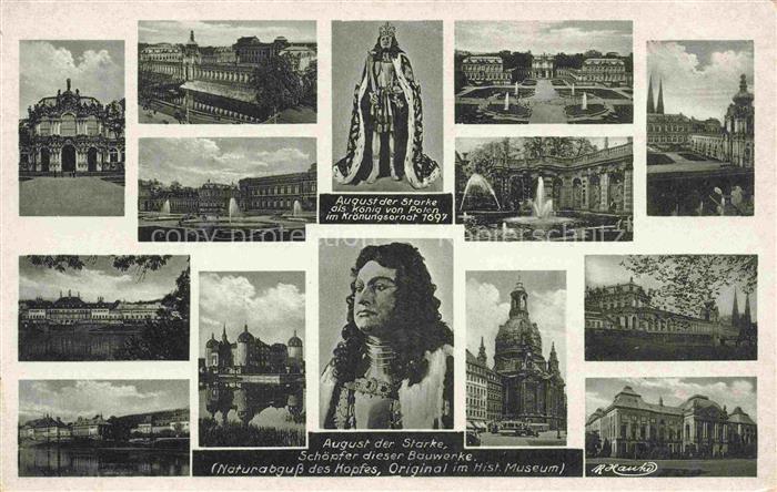 DRESDEN Elbe Beruehmte Bauwerke der Stadt erbaut von August dem Starken