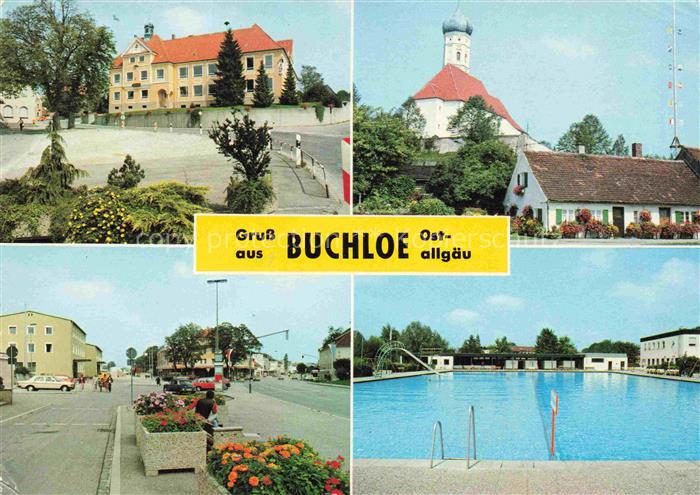 Buchloe Rathaus Kirche Ortspartie Schwimmbad