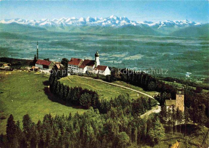 Hohenpeissenberg Kirche Terrassencafe Bayerischer Rigi Fliegeraufnahme