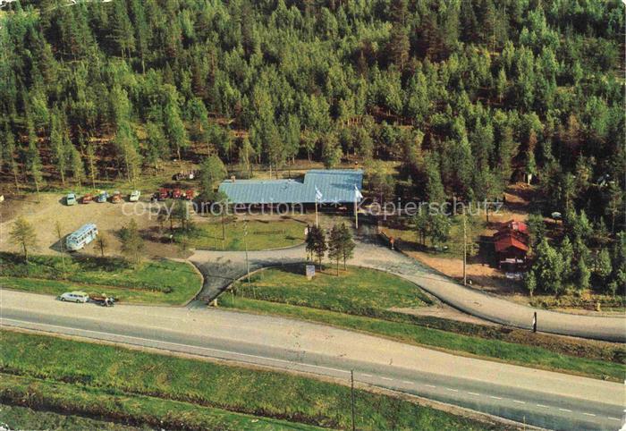 Rovaniemi Lapland Suomi Huette am Polarkreis Fliegeraufnahme