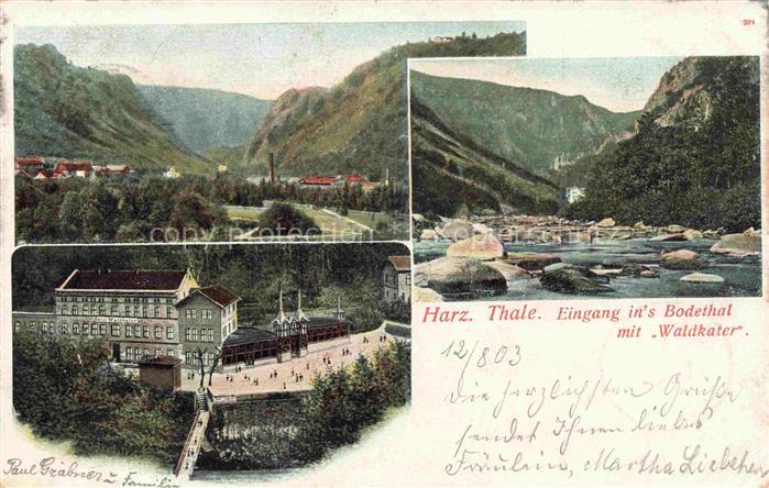 Thale Harz Eingang ins Bodetal mit Hotel Waldkater